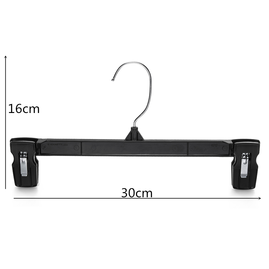 12 Inch Heavy Duty Slim Plastic Pants and Shorts Hangers Ridged Non-Slip with Pinch Clips-YH6212