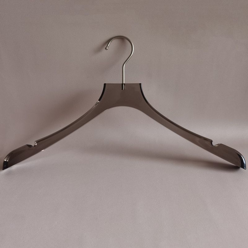 Quality 17.1 Inch Adult Clothes Coat Suit Acrylic Lucite Smoke Gray Hangers-YHTM02