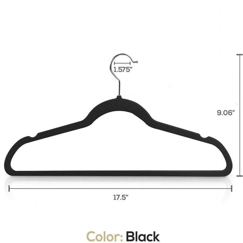 Velvet Black Plastic Hangers for Adult Woman Clothes-YH45ZR